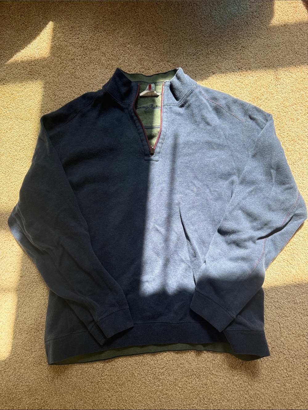 Tommy Bahama Navy Blue Quarter Zip Sweater Size L